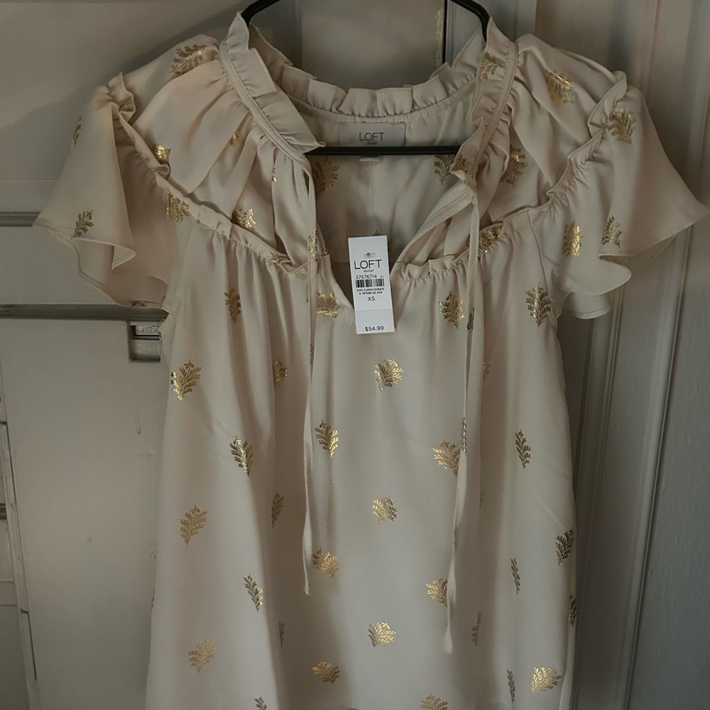LOFT Ivory Top with Metallic Gold Accents